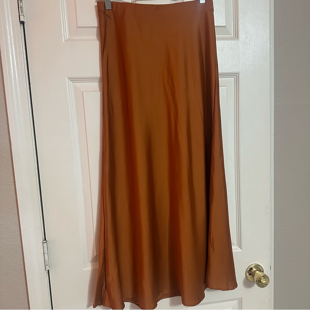 Burnt Orange Satin Maxi skirt